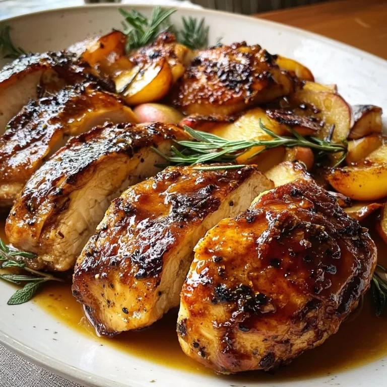 Delicious apple cider chicken served with seasonal vegetables