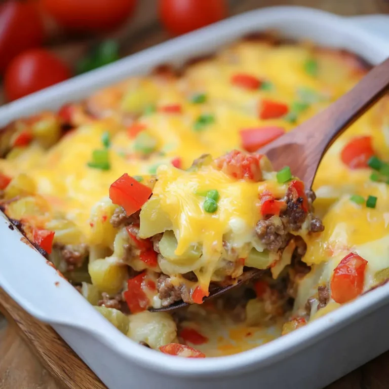 Hamburger and Potato Casserole with Veggies and Cheese