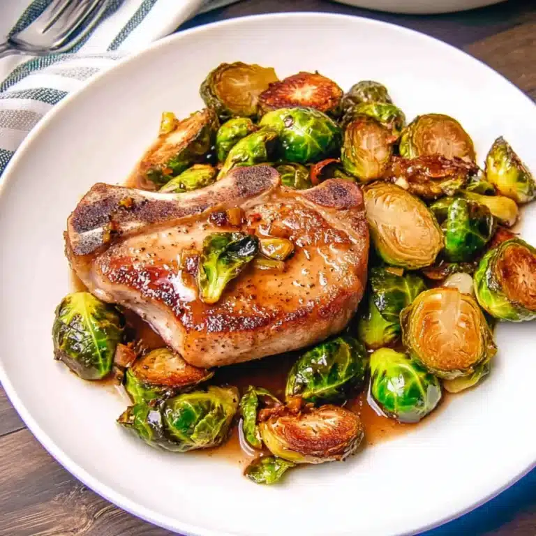 Apple Cider Brined Pork Chops with Brussels Sprouts