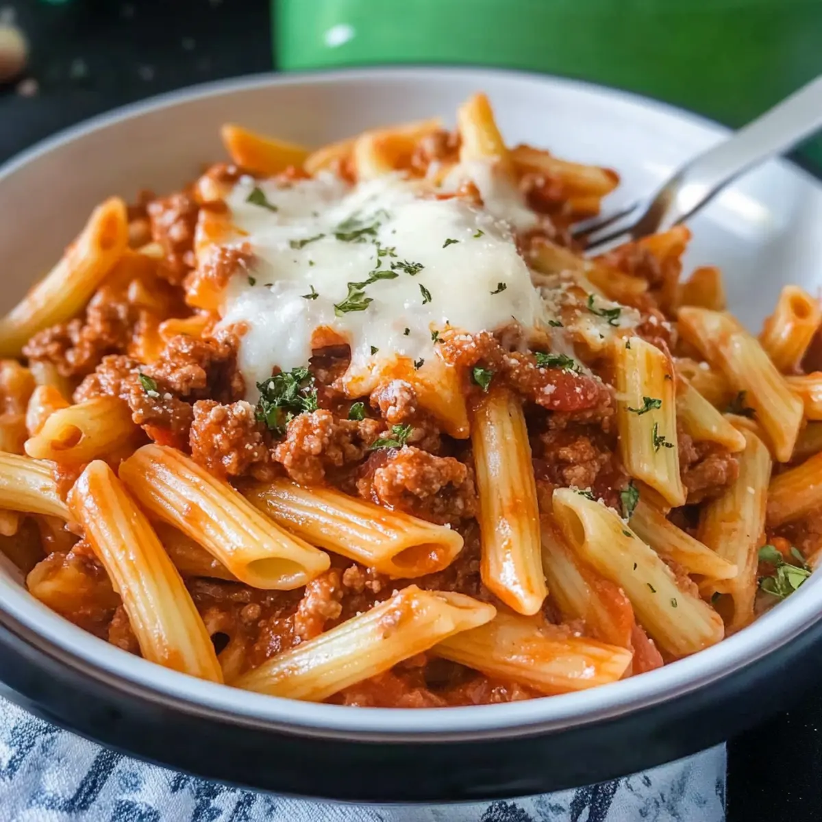One Pot Penne Bolognese (Easy Ground Beef and Penne Pasta Recipe)