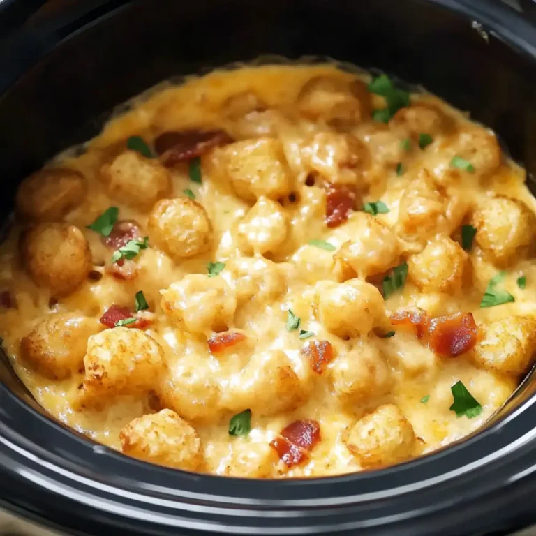 Easy Crock Pot Chicken Bacon Ranch Tater Tot Casserole