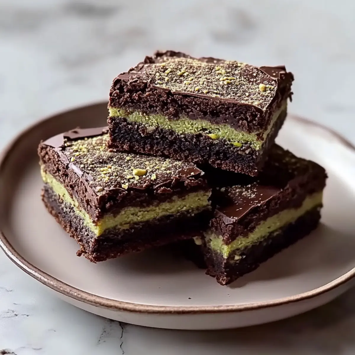 Dubai Chocolate Pistachio Brownies with Crumble Filling