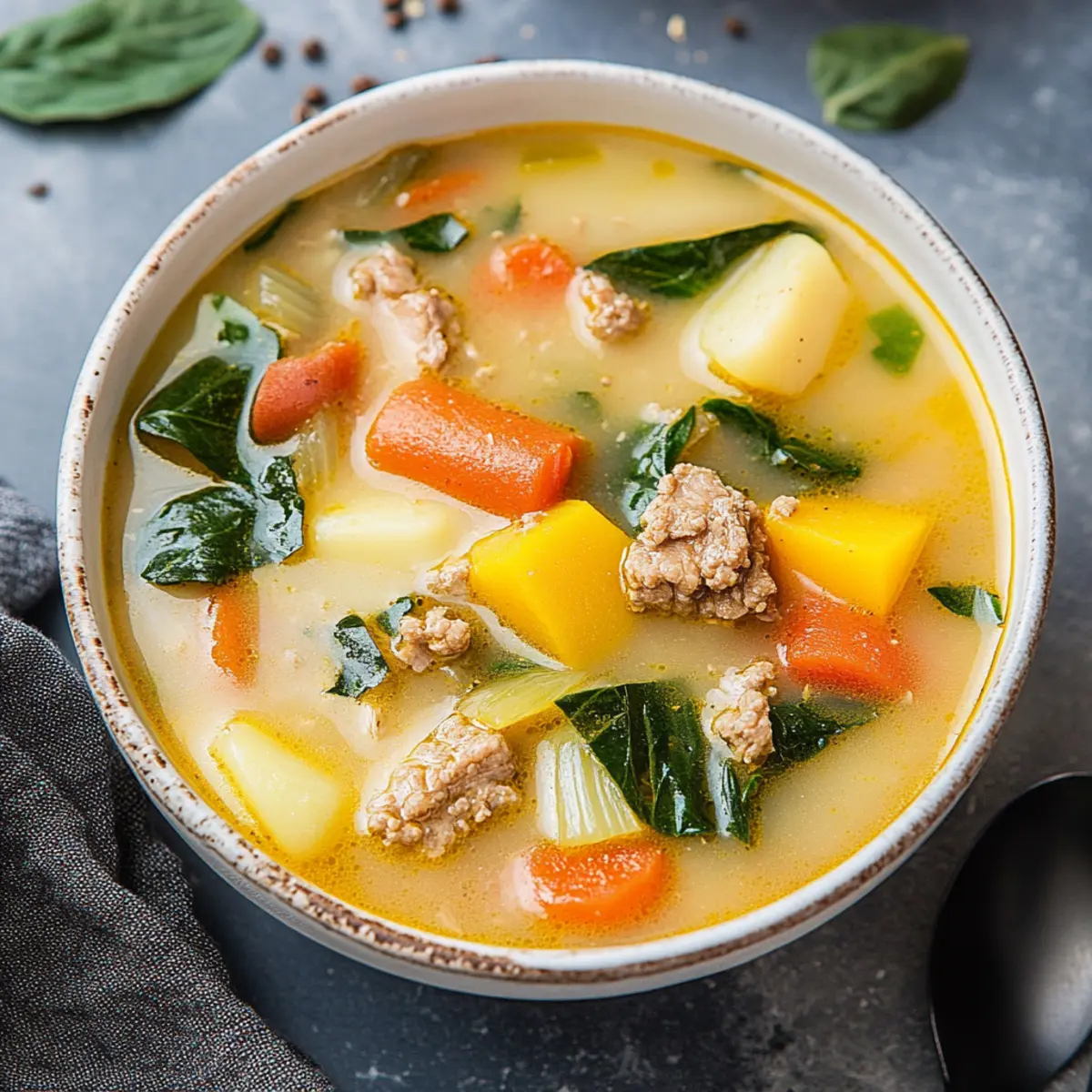 Hearty Ground Turkey Soup with Vegetables