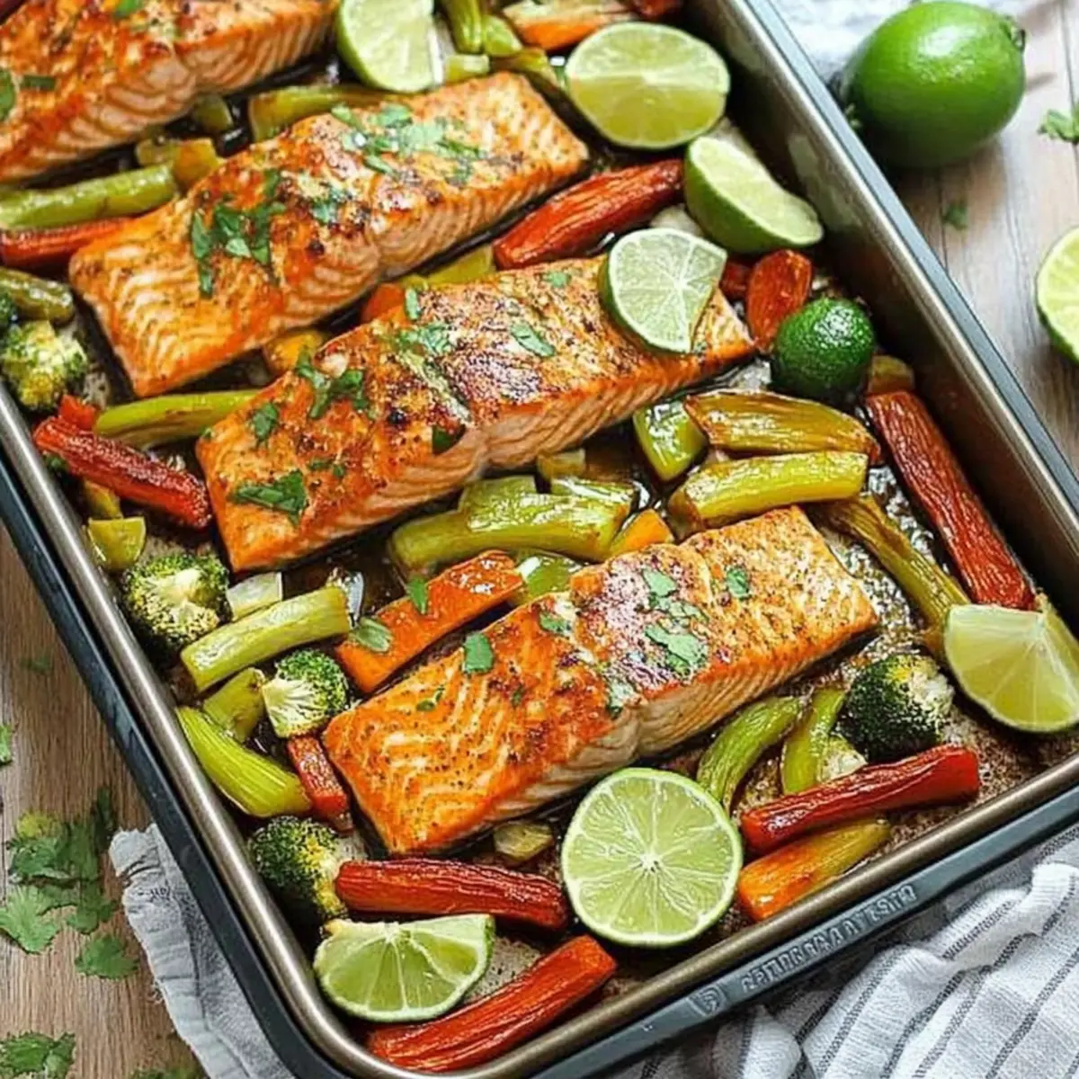 Honey-Lime Roasted Sheet Pan Salmon and Vegetables Recipe