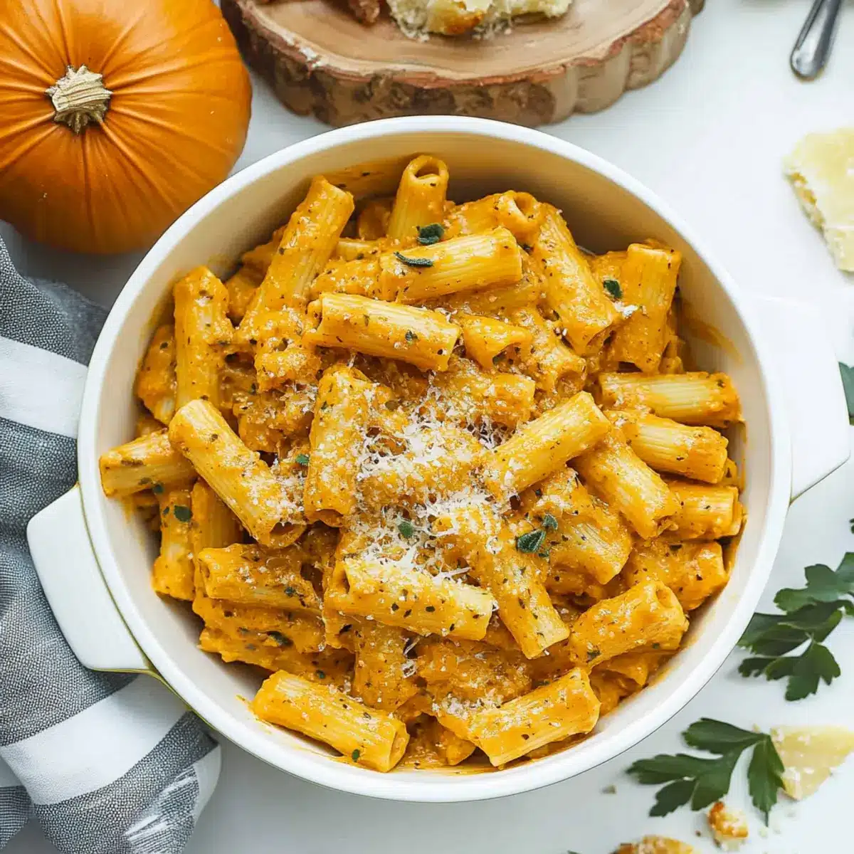 Rigatoni With Creamy Pumpkin Pasta Sauce