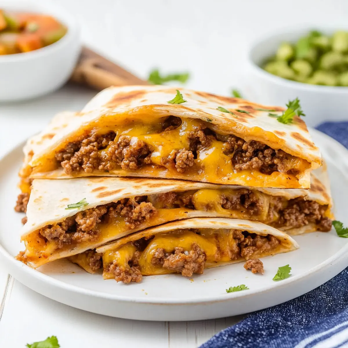 Cheesy Ground Beef Quesadillas