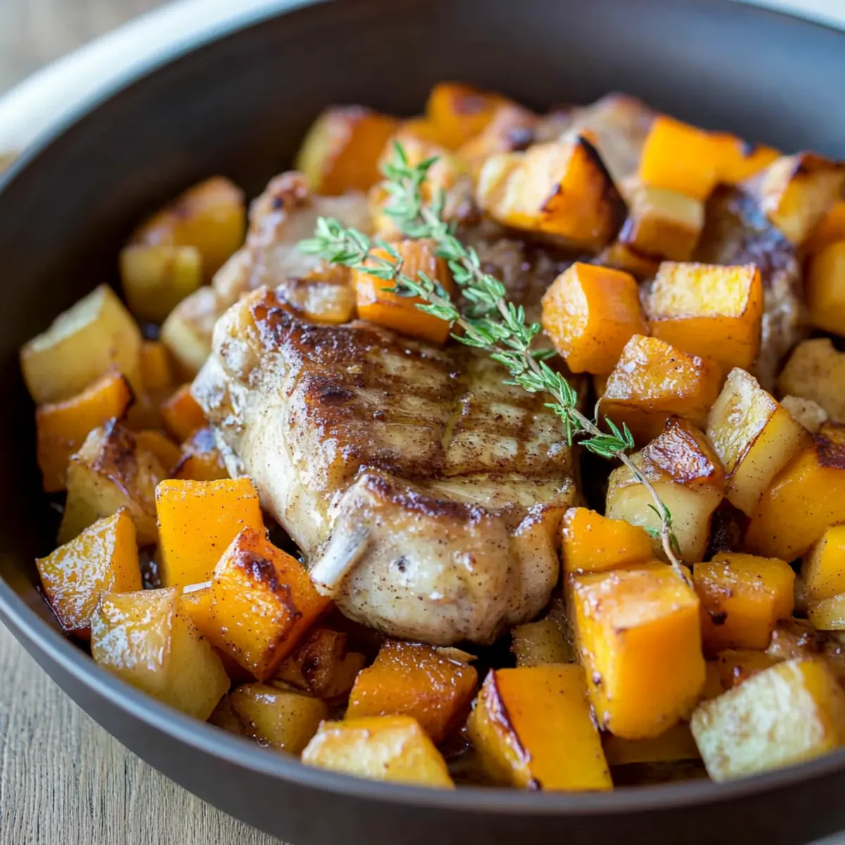 Pork Chops with Cinnamon Apples and Butternut Squash
