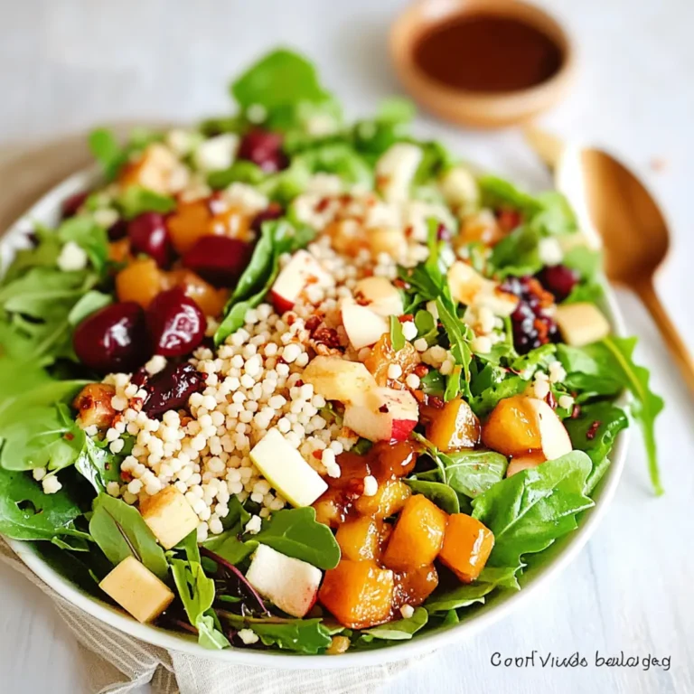 The Harvest Salad: Greens, Couscous, Fall Fruit and Apple Vinaigrette