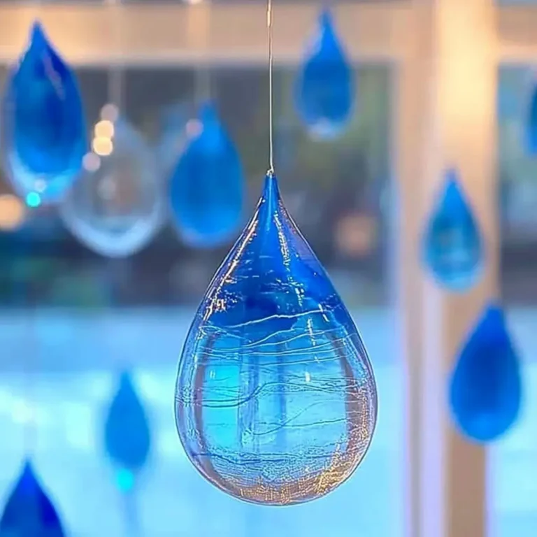 Blue Crayon Raindrop Suncatchers – Catch the Light, Celebrate the Rain 🌧💙 - Savory Splash