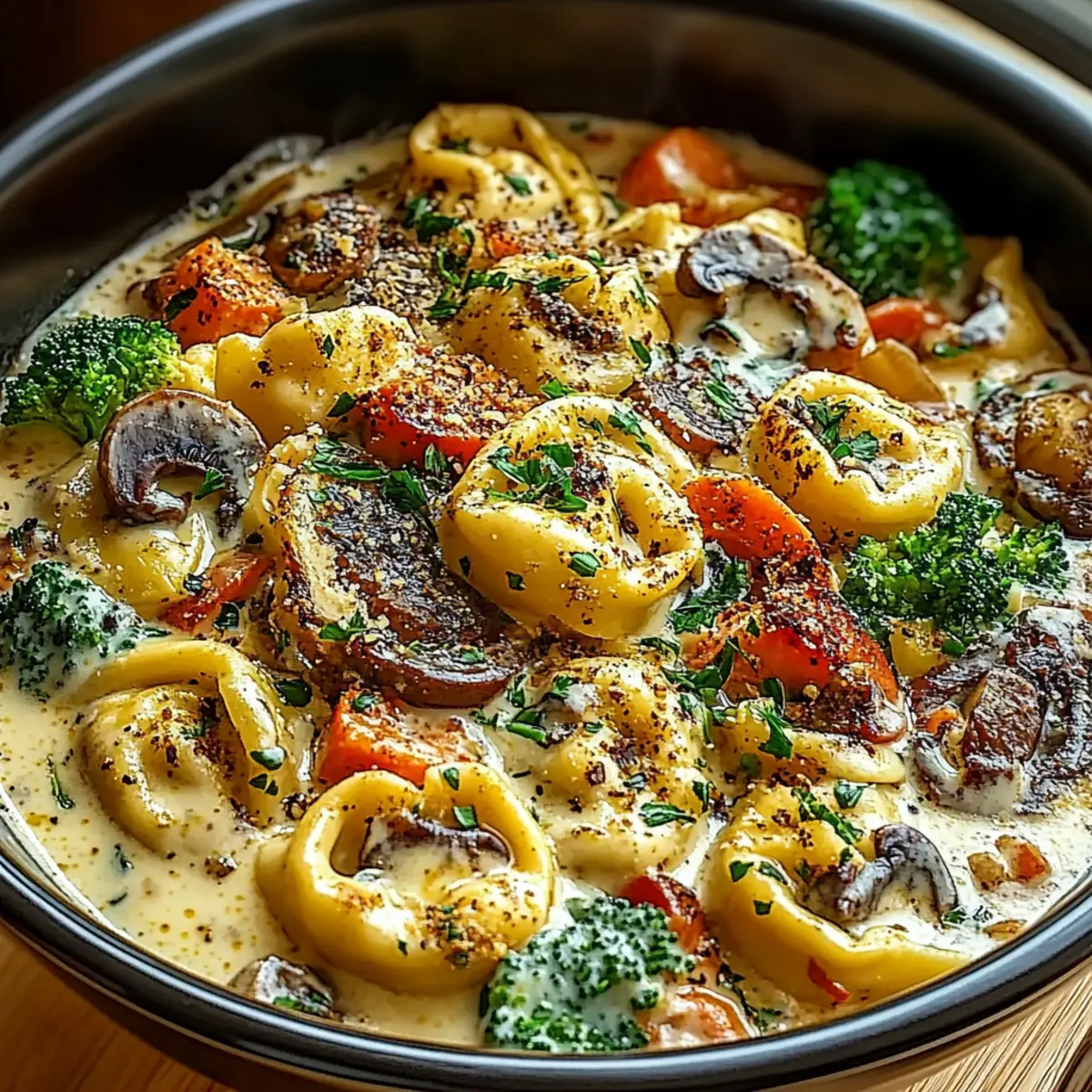 Easy Crockpot Creamy Veggie Tortellini Recipe
