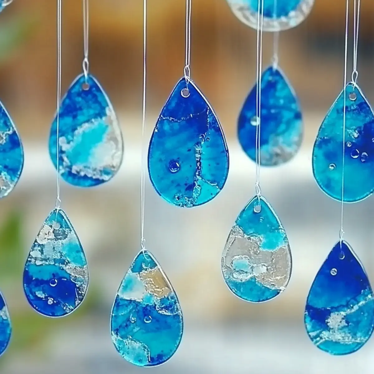 Blue Crayon Raindrop Suncatchers to Brighten Any Rainy Day ☔💙 - Savory Splash