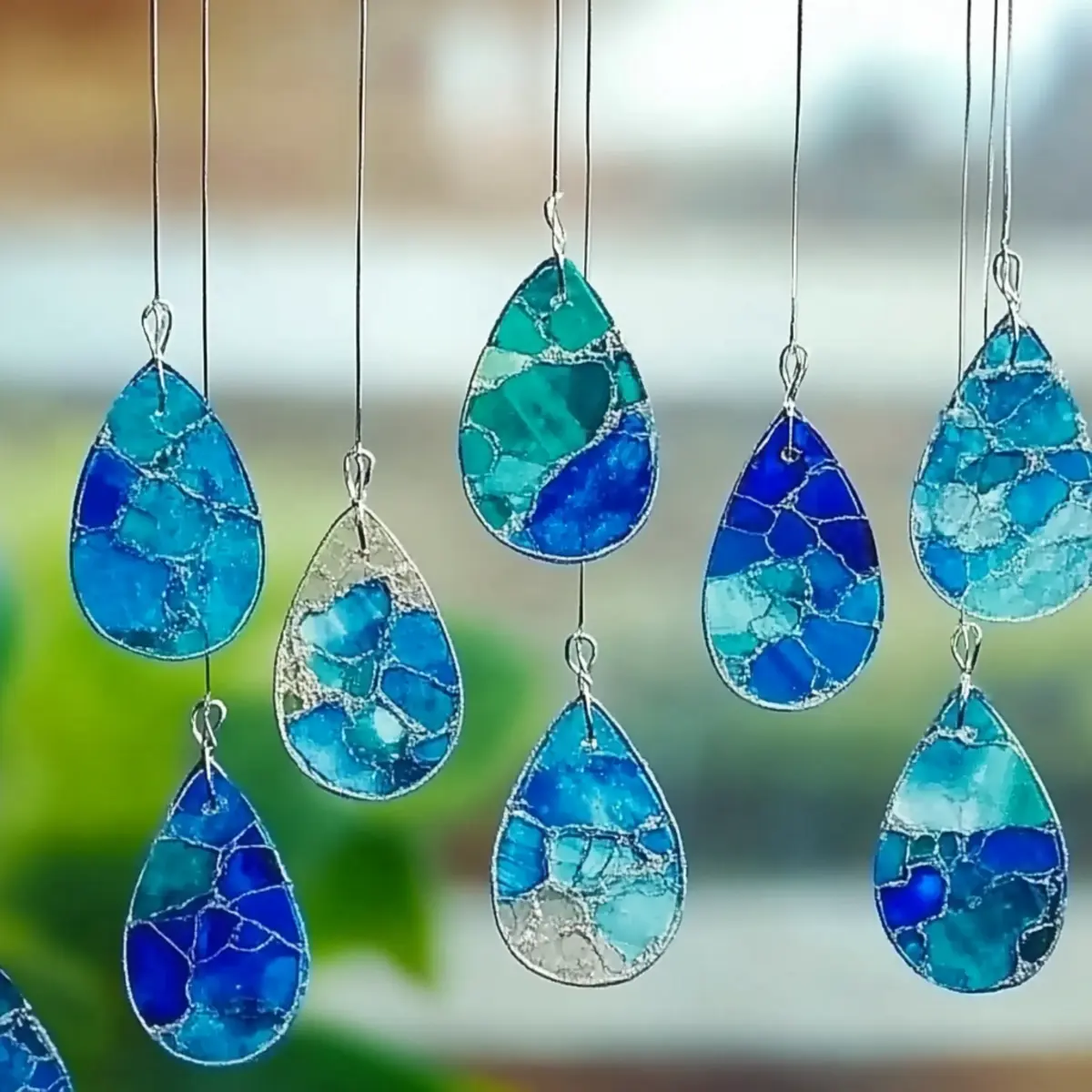 Blue Crayon Raindrop Suncatchers: A Dreamy Craft for Rainy Days & Sunny Windows - Savory Splash