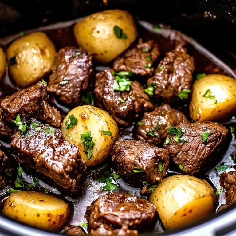 Crockpot Garlic Butter Beef Bites with Potatoes