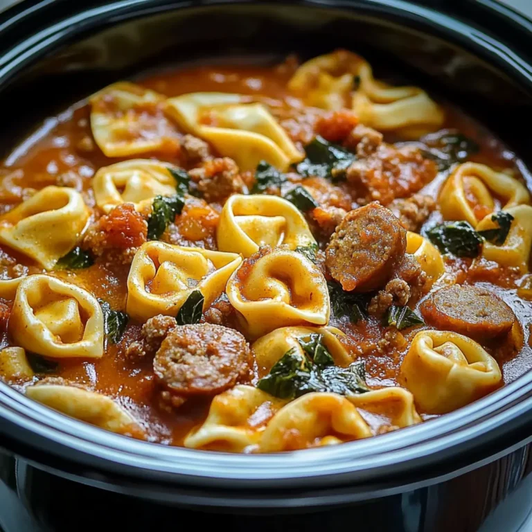 Crockpot Cheese Tortellini and Sausage – Easy Slow Cooker Dinner