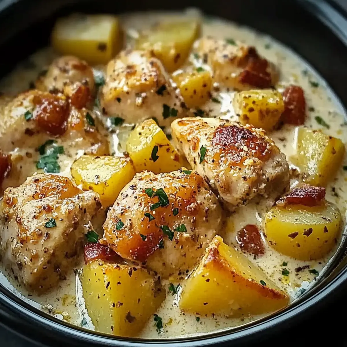 Garlic Parmesan Chicken and Potatoes: Easy Crockpot Recipe for Dinner