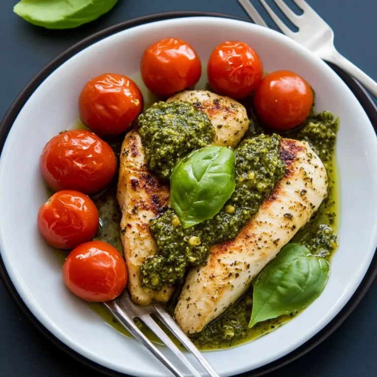 🌿 Keto Pesto Chicken with Cherry Tomatoes – Fresh & Fast