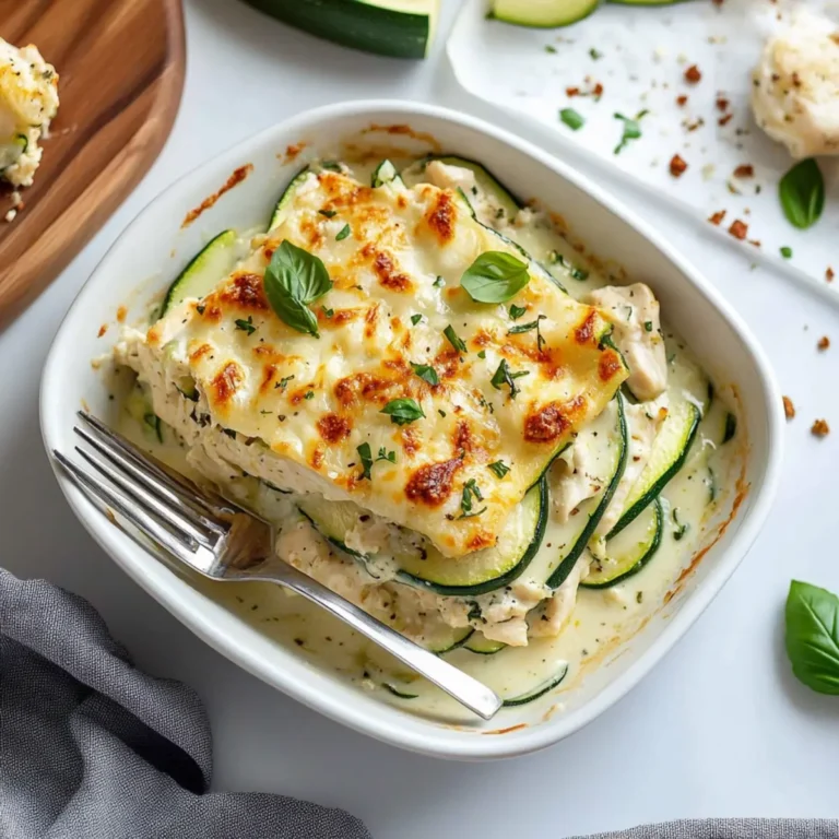 Zucchini Alfredo Casserole with Chicken - Keto Diet Recipe