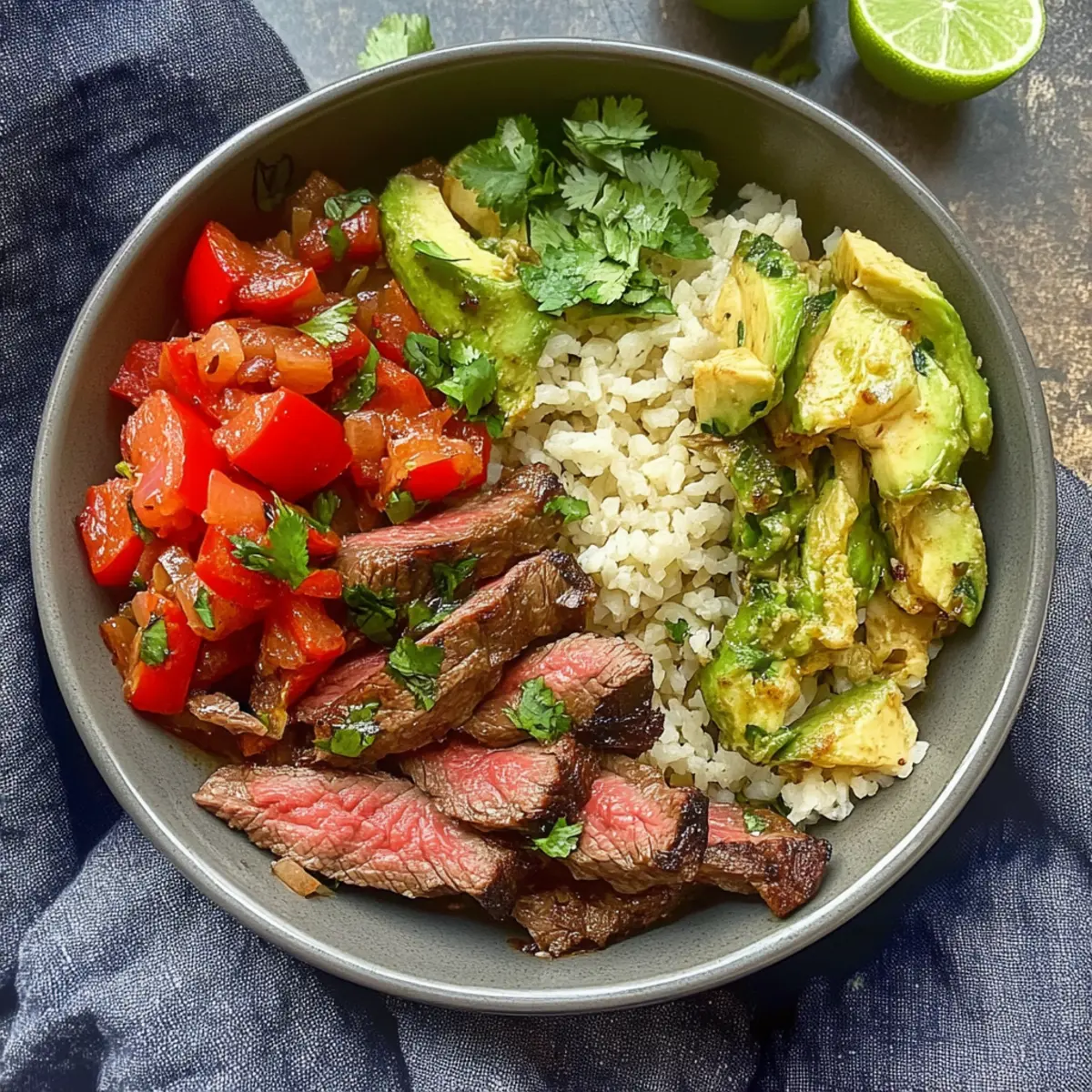 High Protein Steak Fajita Bowl - Low Carb