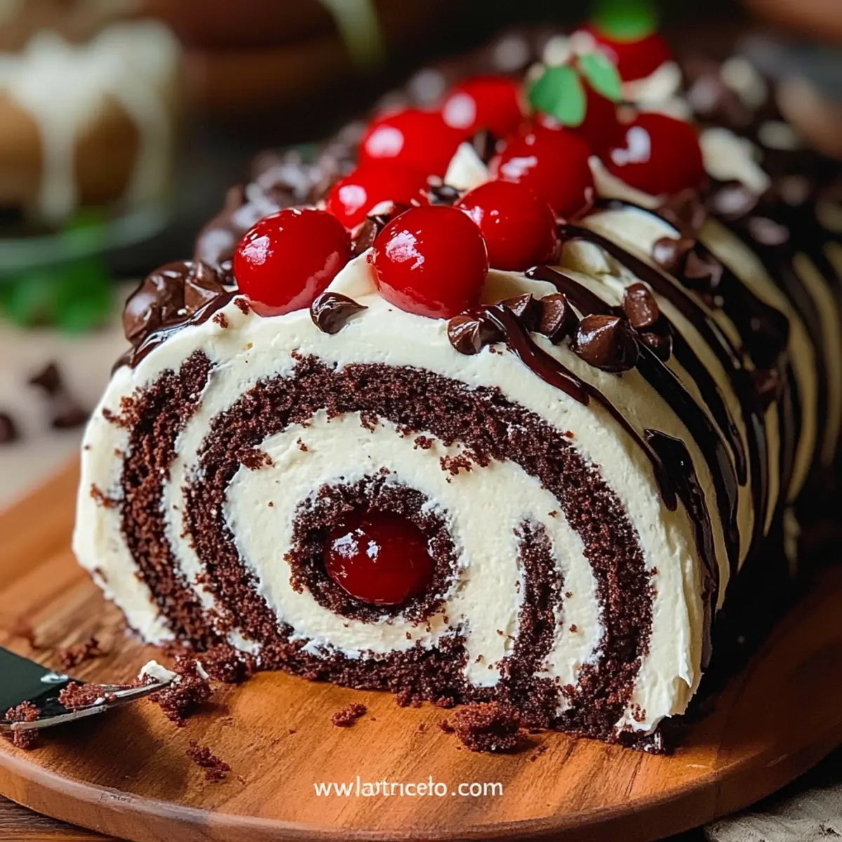 Elegant Black Forest Cake Roll
